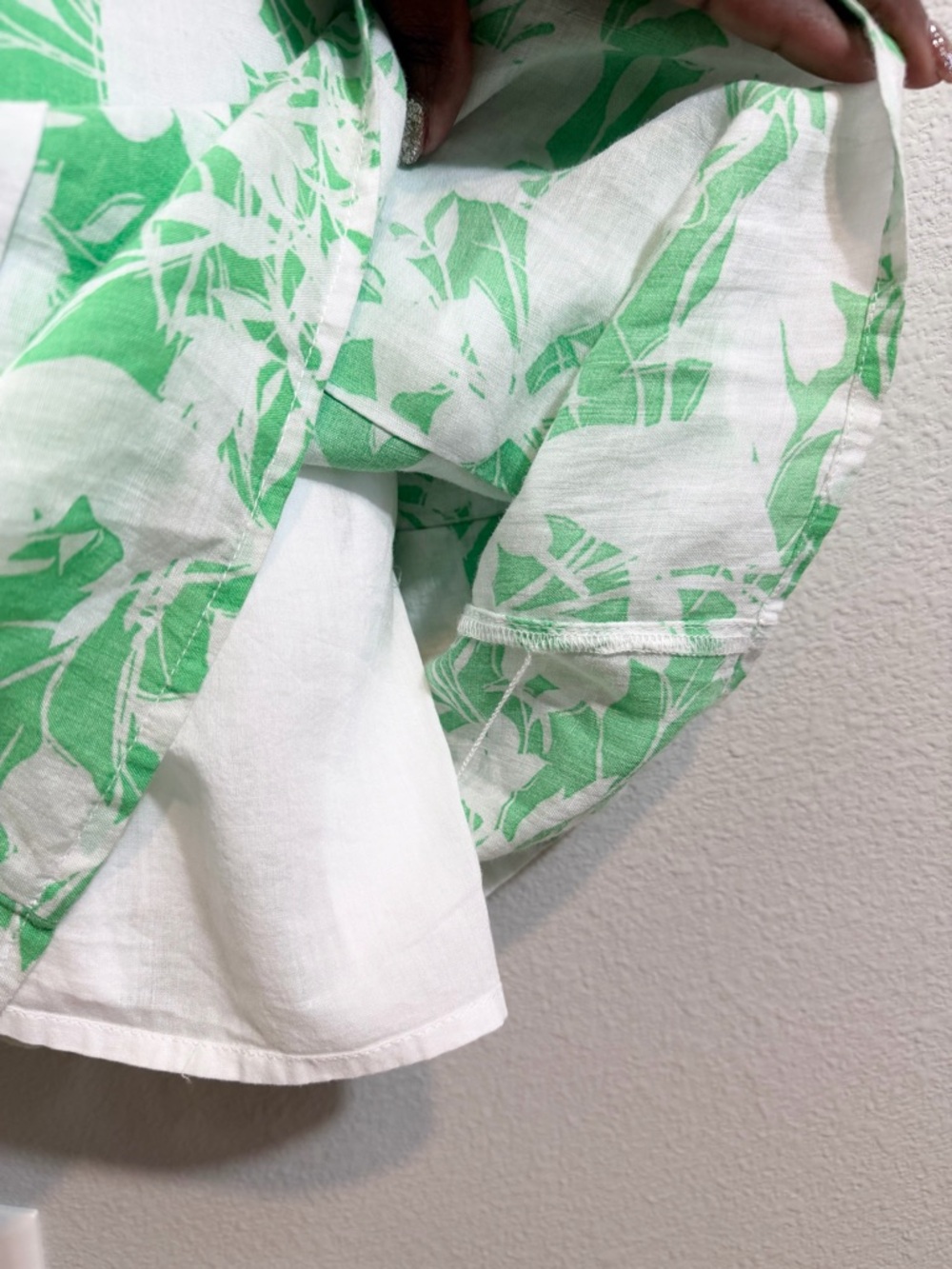 Caslon Green White Maxi Dress Size M Floral Print Racerback Tie Neck Tiered - Picture 6 of 12